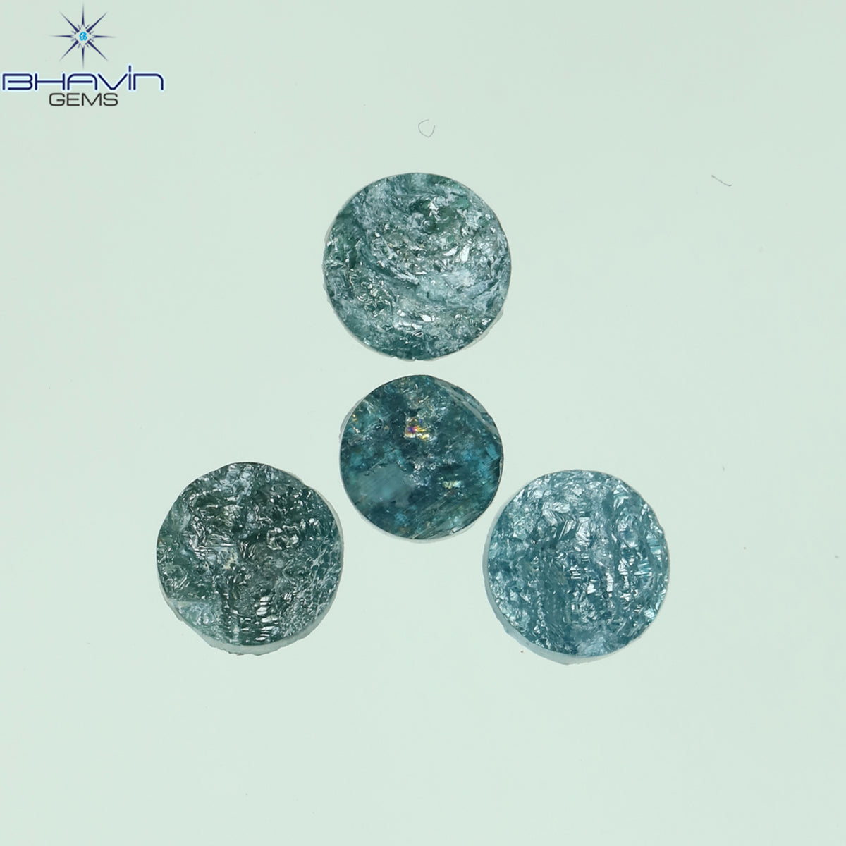 1.05 CT、ノーカット ポルキ シェイプ、天然ダイヤモンド、ブルー カラー、I3 クラリティ (5.42 MM)