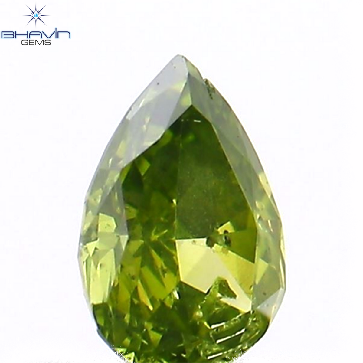 0.15 CT Natural Pear Diamond Enhanced Green Color Clarity SI1 (4.12 MM)