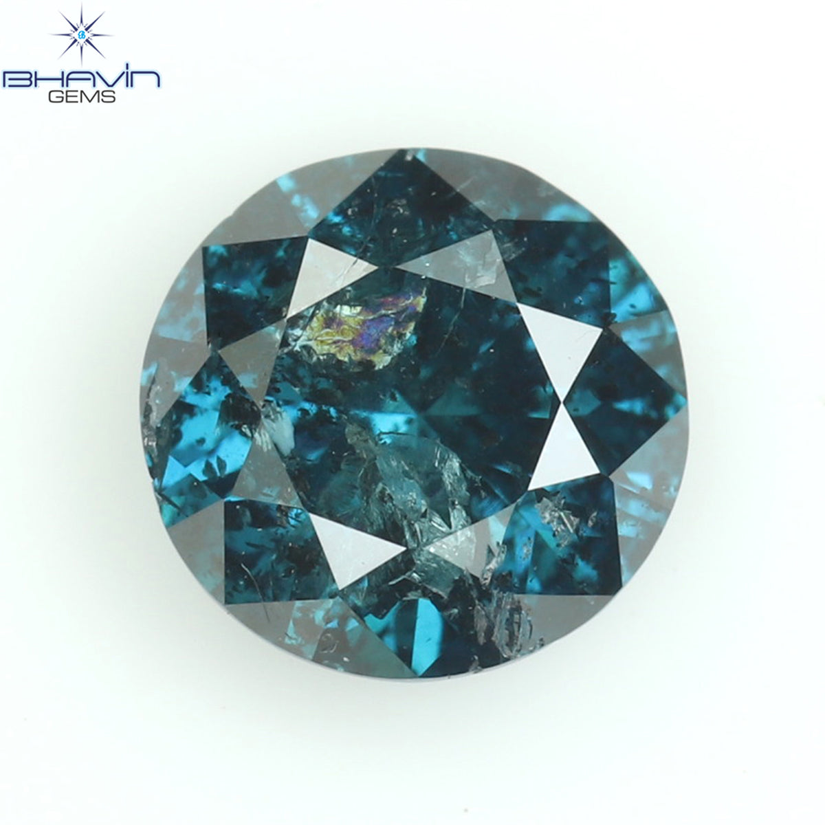 0.45 CT Natural Round Diamond Enhanced Blue Color Clarity I3 (4.86 MM)