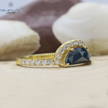Half Moon Diamond Blue Diamond Natural Diamond Ring Engagement Ring