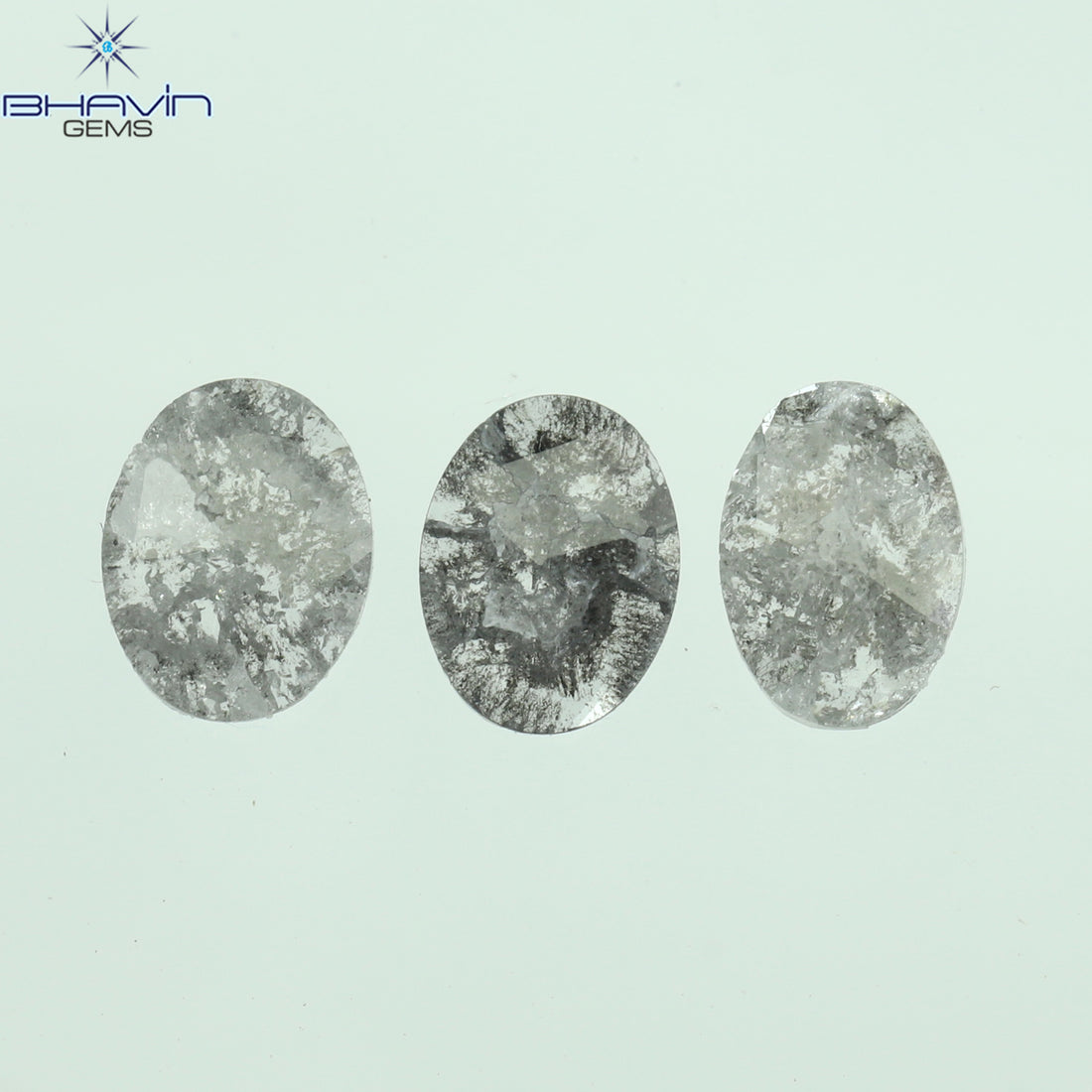 0.92 CT スライス形状 天然ダイヤモンド ソルト アンド ペッパー カラー I3 クラリティ (10.75 MM)