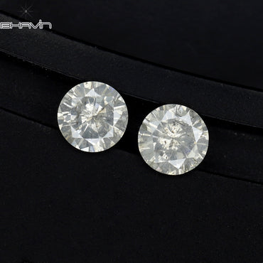 0.49 CT/2 Pcs Round Shape Natural Loose Diamond White Color I3 Clarity (4.19 MM)