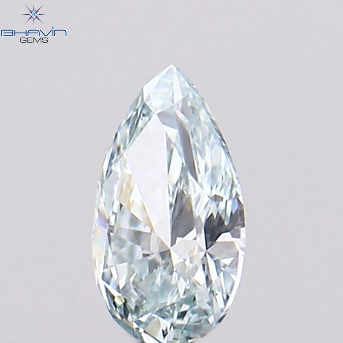 0.07 CT ペアシェイプ ナチュラル ダイヤモンド グリーンがかったブルー カラー VS1 クラリティ (3.68 MM)