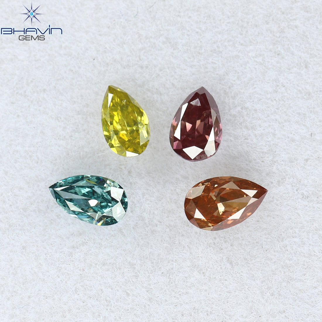 0.31 CT/4 Pcs Natural Pear Diamond Enhanced Mix Fancy Color Clarity SI1 (3.92 MM)