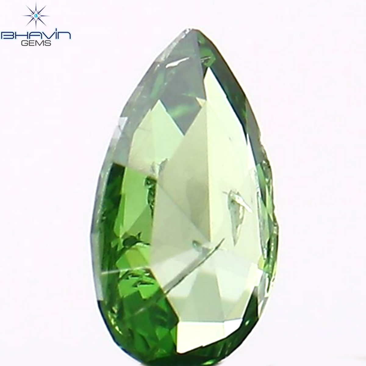 0.23 CT ペアシェイプ ナチュラル ダイヤモンド グリーン カラー I2 クラリティ (6.27 MM)