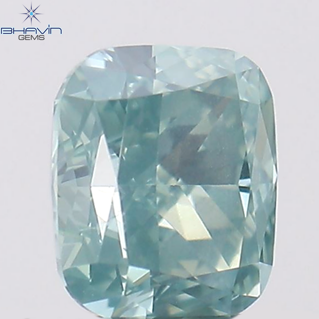 0.33 CT Natural Cushion Diamond Enhanced Greenish Blue Color Clarity VS2 (3.77 MM)