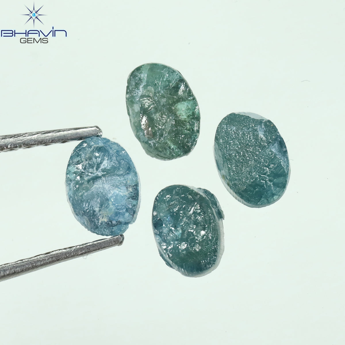 1.05 CT、ノーカット ポルキ シェイプ、天然ダイヤモンド、ブルー カラー、I3 クラリティ (5.42 MM)
