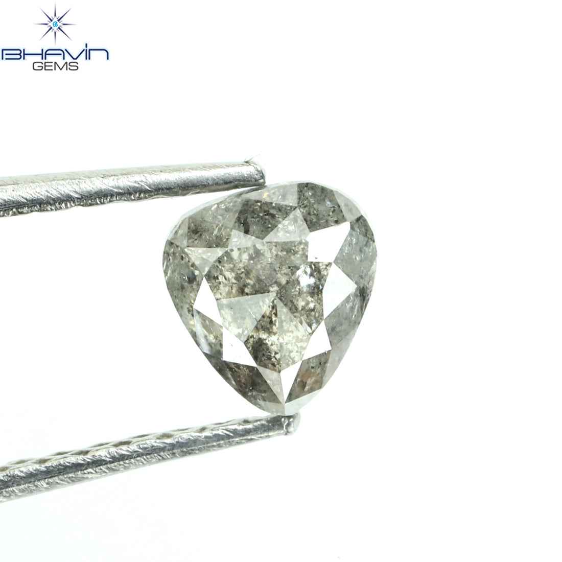 0.45 CT Natural Heart Diamond Salt and Pepper Color Clarity I3 (4.95 MM)
