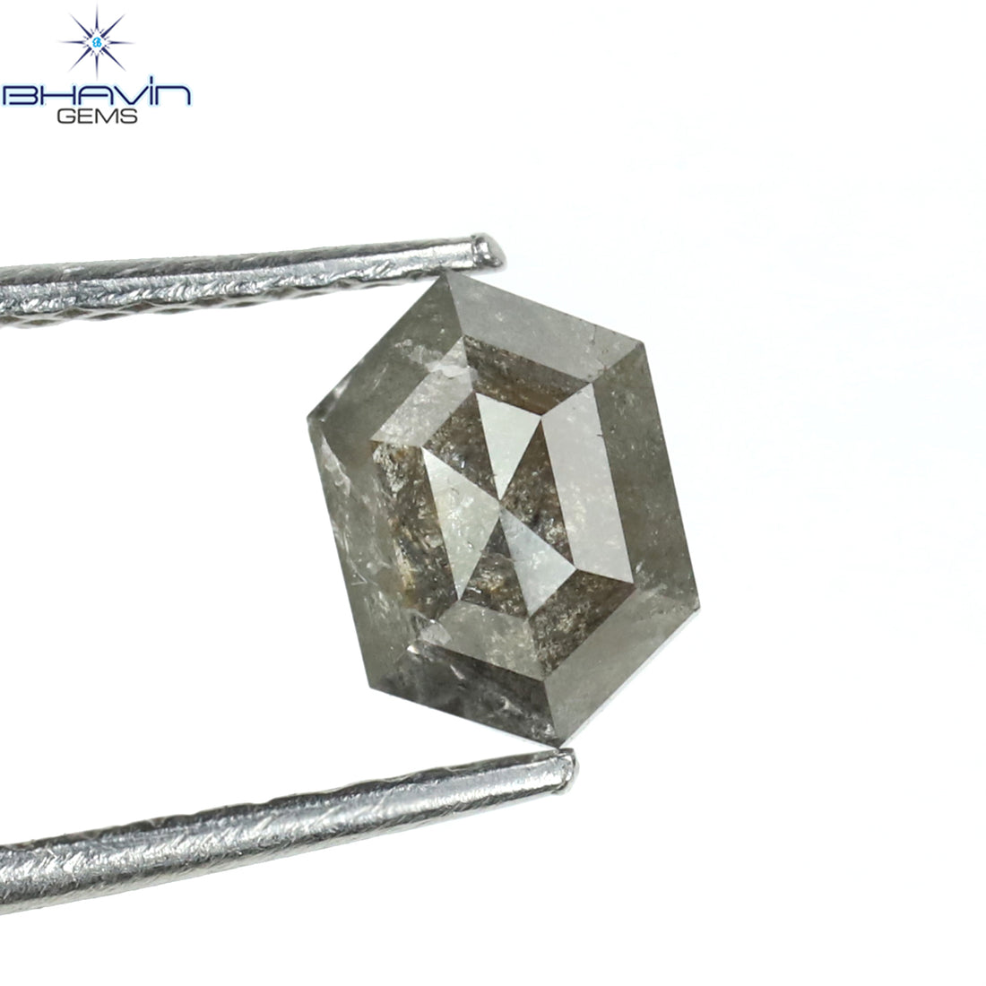 0.48 CT 六角形 天然ルース ダイヤモンド ソルト アンド ペッパー カラー I3 クラリティ (5.06 MM)