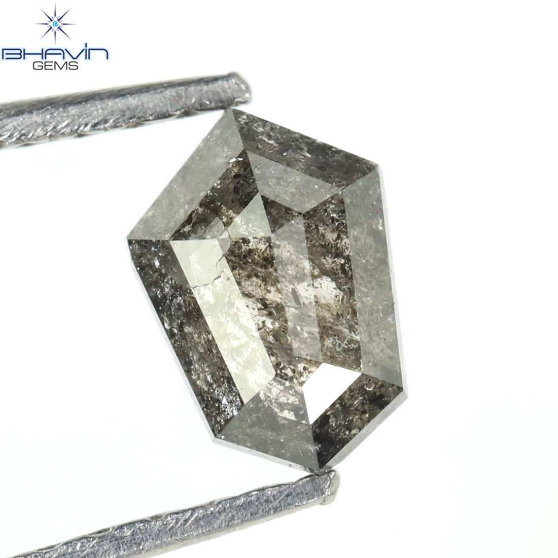 0.52 CT シールド シェイプ ナチュラル ルース ダイヤモンド ソルト アンド ペッパー カラー I3 クラリティ (6.15 MM)