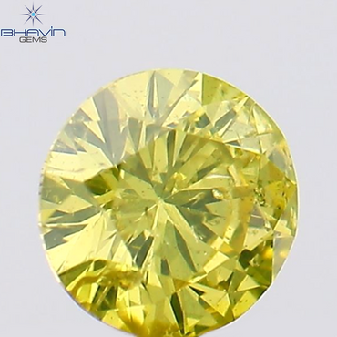 0.14 CT Round Shape Natural Diamond Yellow Color SI2 Clarity (3.45 MM)