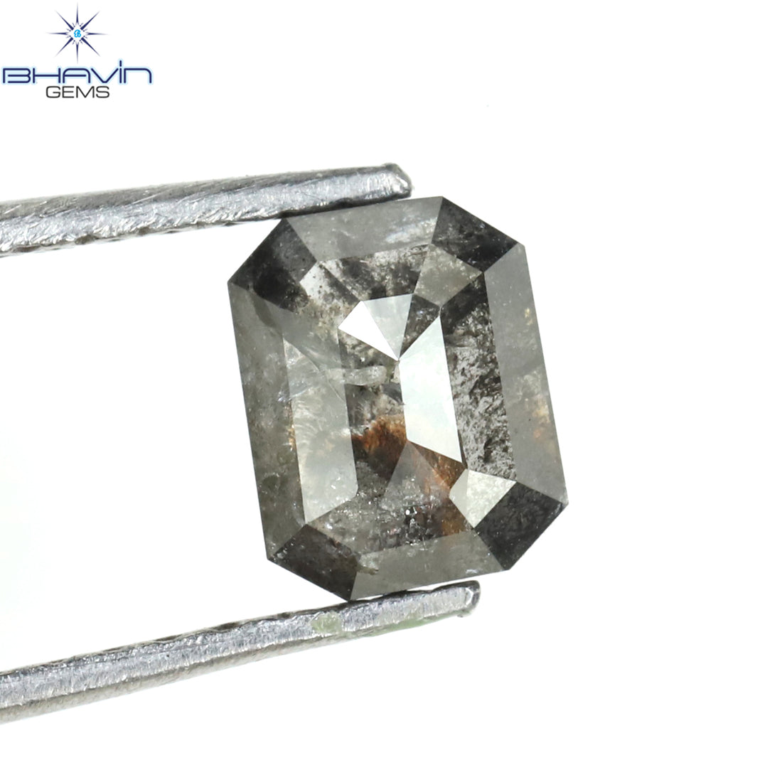 1.00 CT アッシャー シェイプ ナチュラル ダイヤモンド ソルト アンド ペッパー カラー I3 クラリティ (5.72 MM)