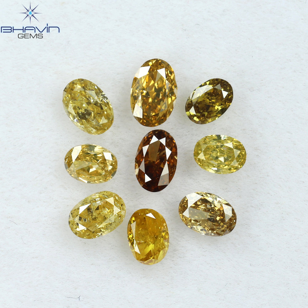 1.31 CT/9 Pcs Oval Shape Natural Diamond Mix Color SI Clarity (3.45 MM)
