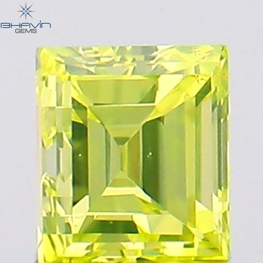 0.09 CT Square Cut Natural Diamond Enhanced Greenish Yellow Color VS2 Clarity (2.45 MM)