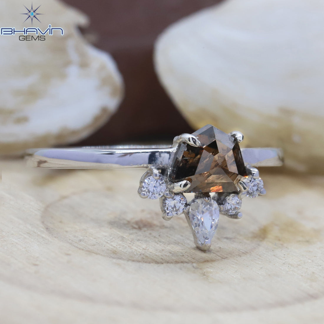 Shield Diamond Dark Brown Diamond Natural Diamond Ring Gold Ring Engagement Ring