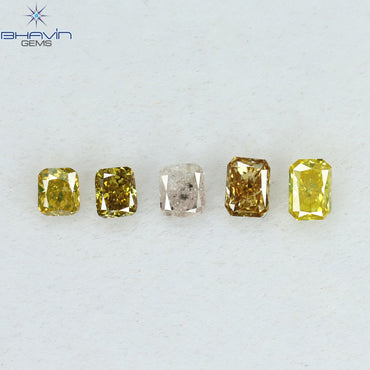 0.44 CT/5 Pcs Radiant Shape Natural Diamond Mix Color SI2 Clarity (3.20 MM)