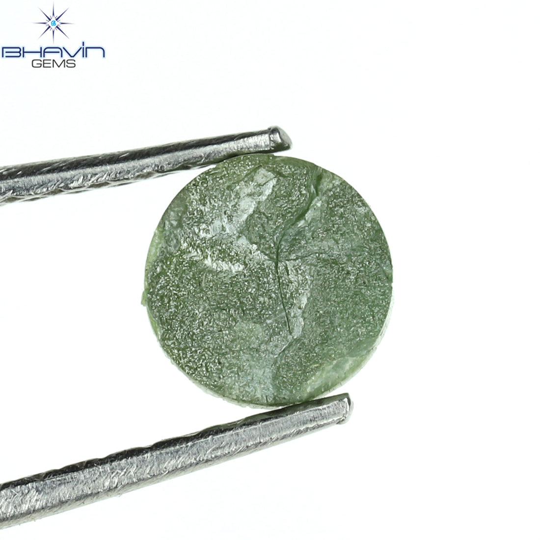 0.42 CT Natural Round Rough Diamond Enhanced Green Color Clarity I3 (5.00 MM)