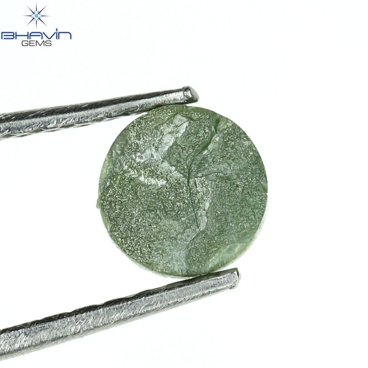 0.42 CT Natural Round Rough Diamond Enhanced Green Color Clarity I3 (5.00 MM)