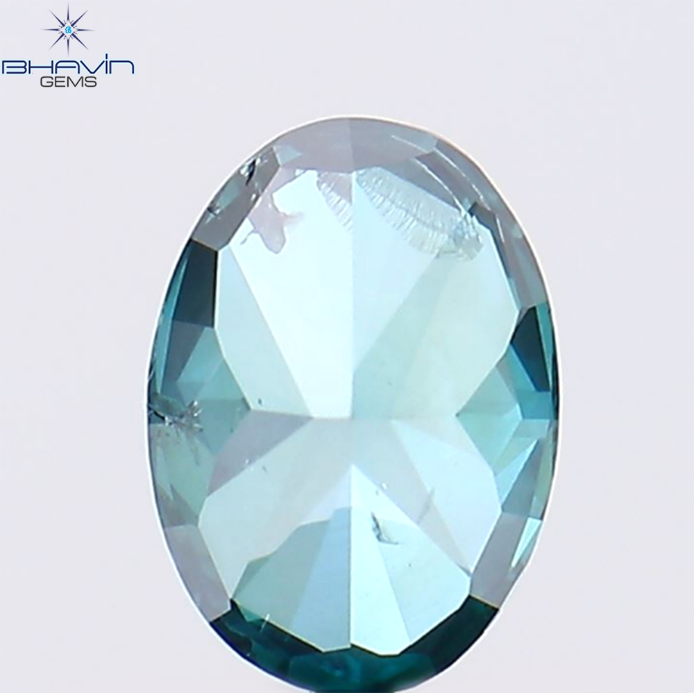 0.42 CT Natural Oval Diamond Enhanced Greenish Blue Color Clarity SI2 (5.66 MM)
