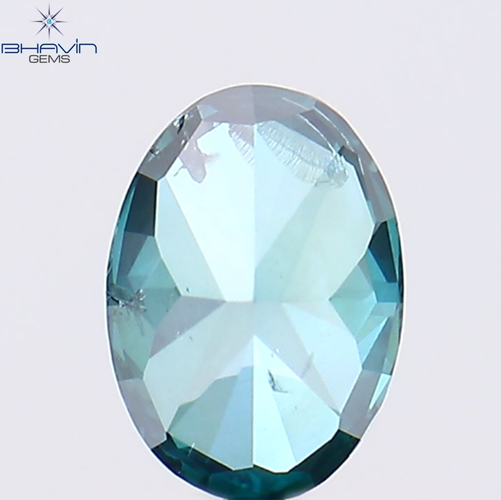 0.42 CT Oval Shape Natural Diamond Greenish Blue Color SI2 Clarity (5.66 MM)