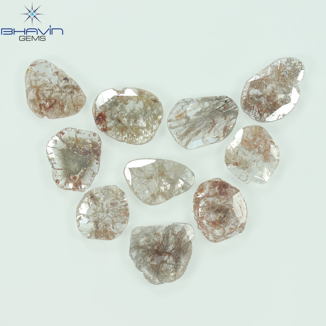 5.42 CT (10 Pcs) Slice Natural Diamond Salt And Pepper Color Clarity I3 (10.18 MM)