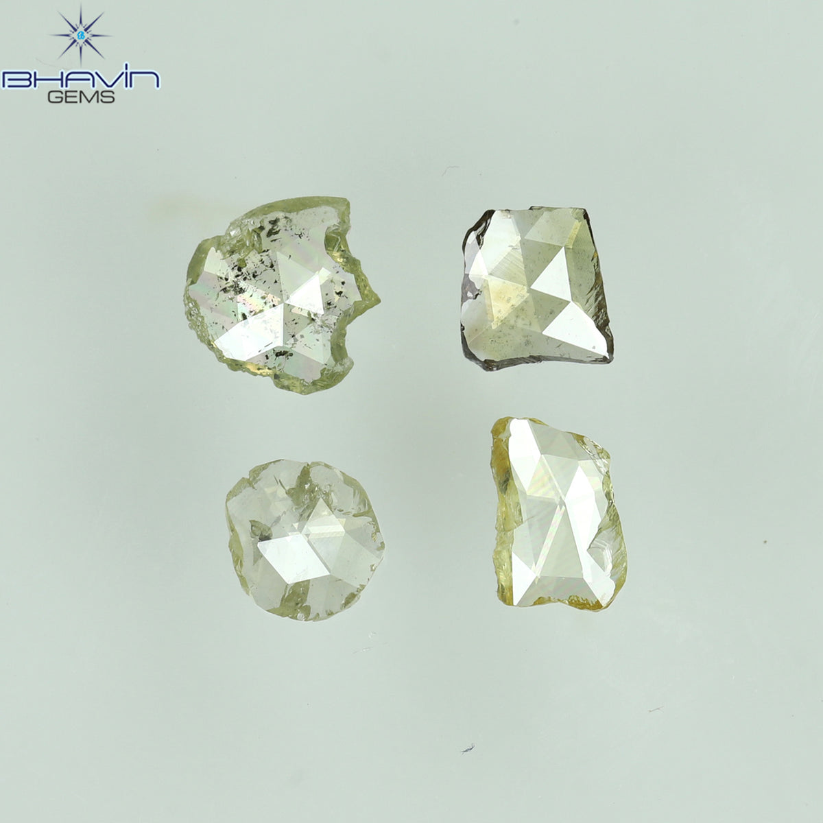 0.51 CT/4 ピース ローズカット ポルキ シェイプ ナチュラル ダイヤモンド ファンシー カラー I2 クラリティ (4.76 MM)