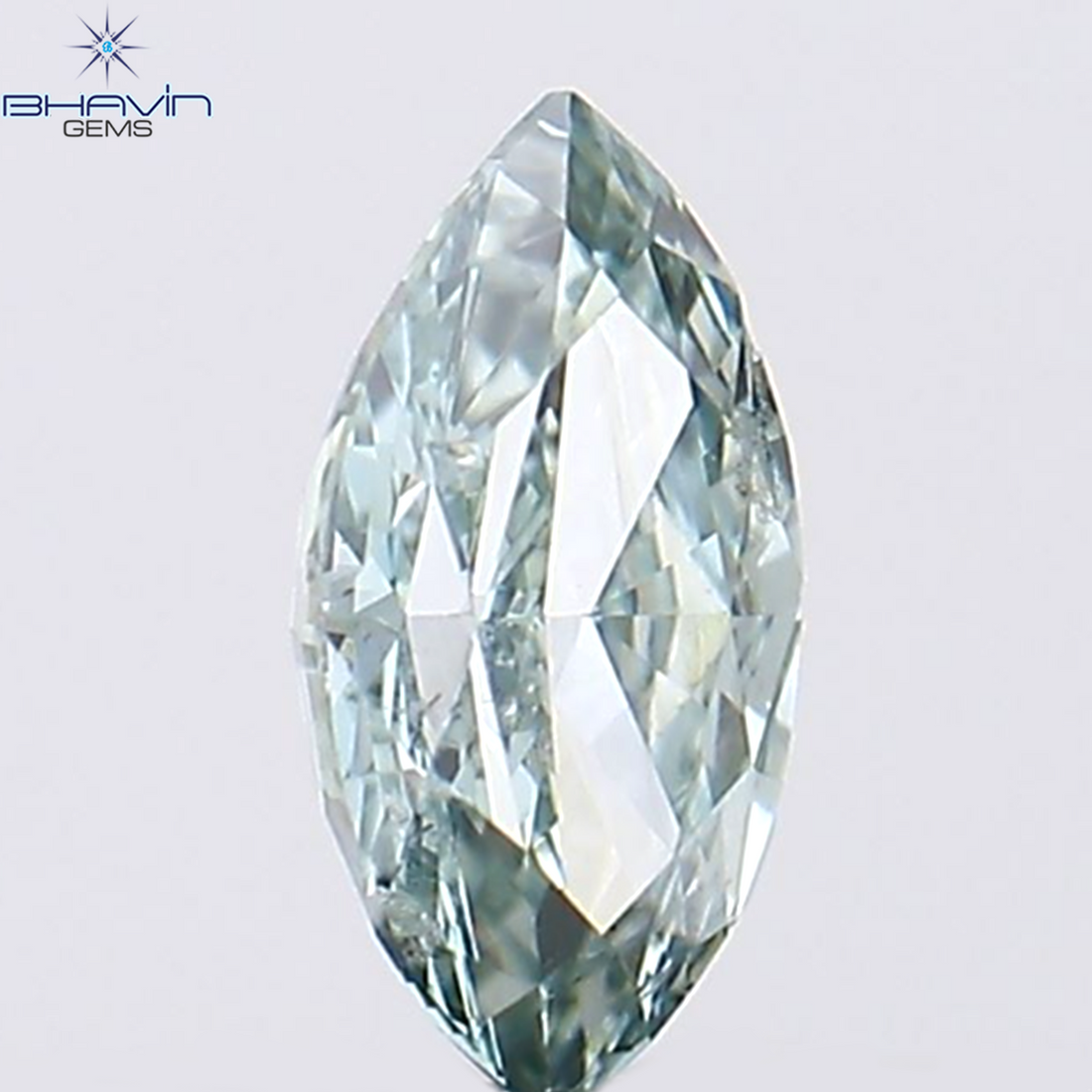 0.15 CT Natural Marquise Diamond Enhanced Bluish Green Color Clarity SI1 (4.48 MM)