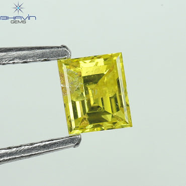 0.15 CT Square Cut Natural Diamond Enhanced Yellow Color SI2 Clarity (2.86 MM)