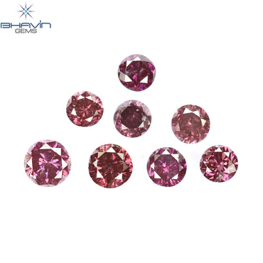 0.27 CT/8 Pcs Round Shape Natural Loose Diamond Pink Color I1 Clarity (2.35 MM)