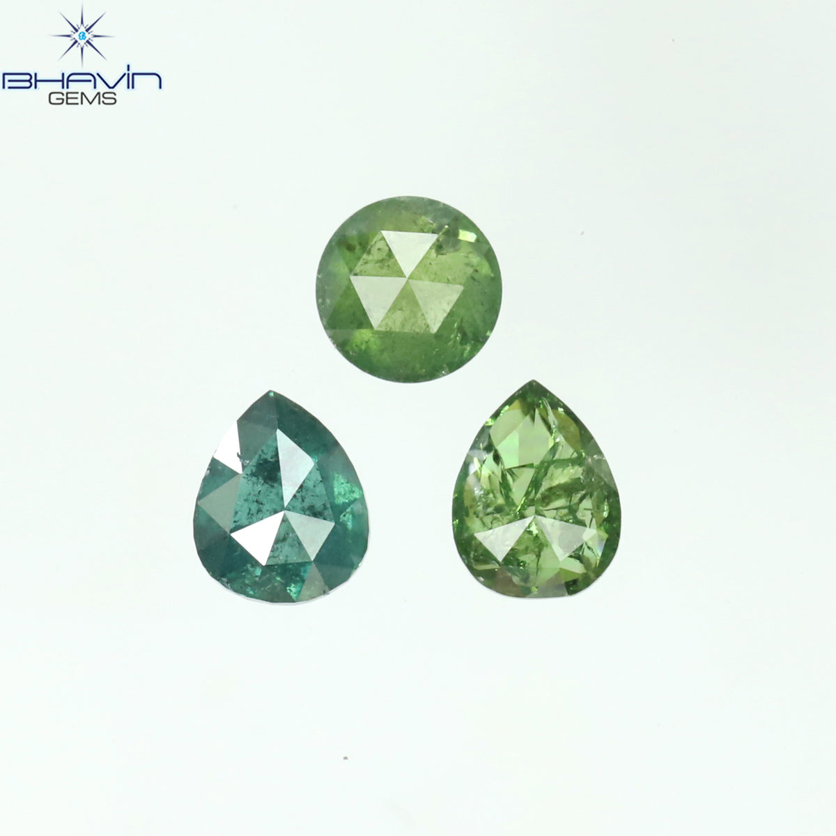 0.66 CT/3 Pcs Natural Mix Shape Diamond Enhanced Green Blue Color Clarity I3 (4.24 MM)