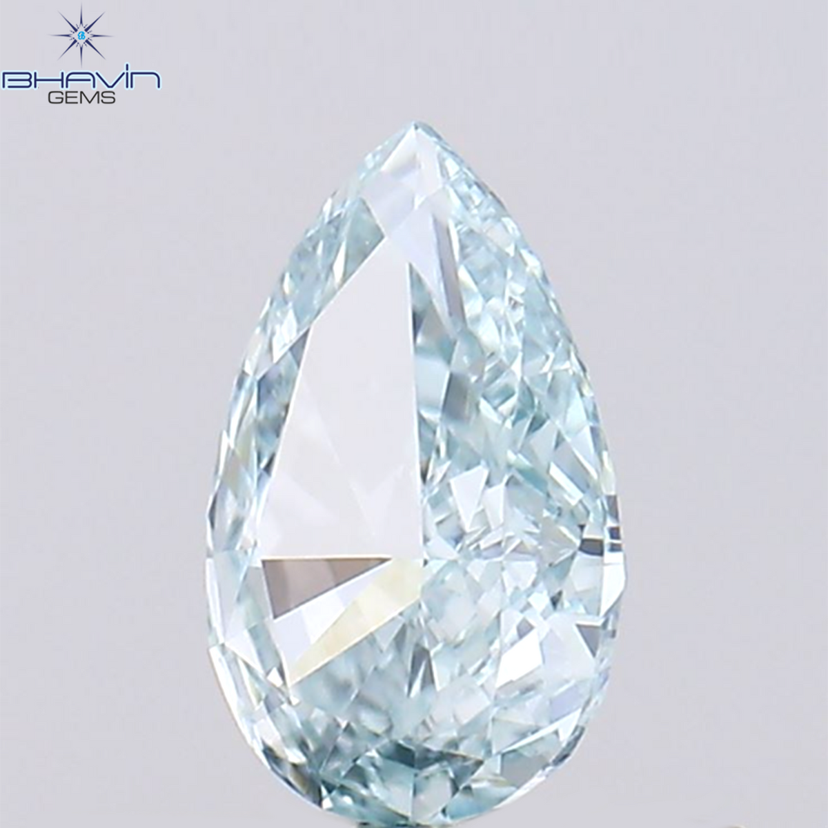 0.37 CT ペアシェイプ ナチュラル ダイヤモンド グリーンがかったブルー カラー VS1 クラリティ (6.00 MM)