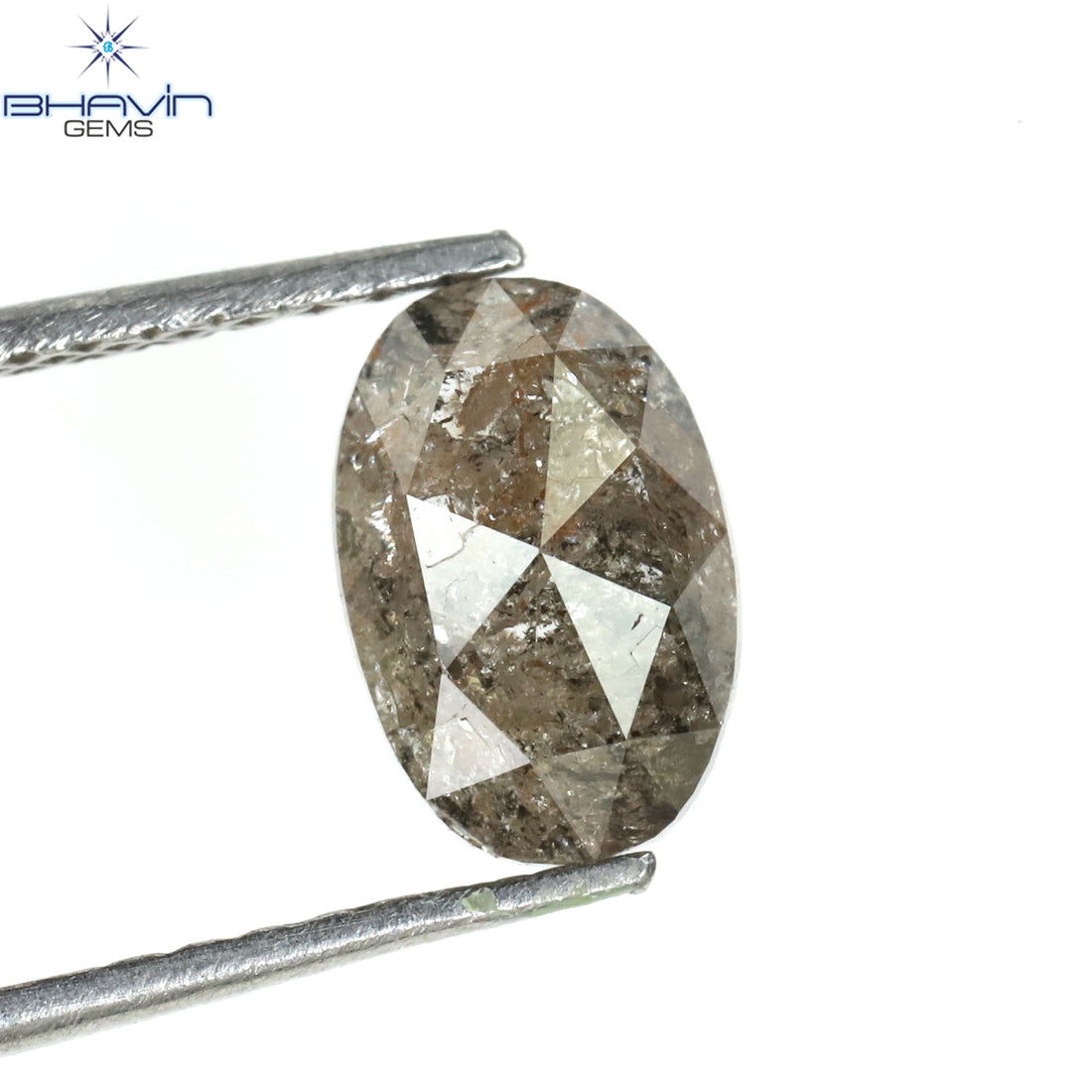 0.36 CT オーバルシェイプ ナチュラル ダイヤモンド ソルト アンド パッパー カラー I3 クラリティ (4.66 MM)