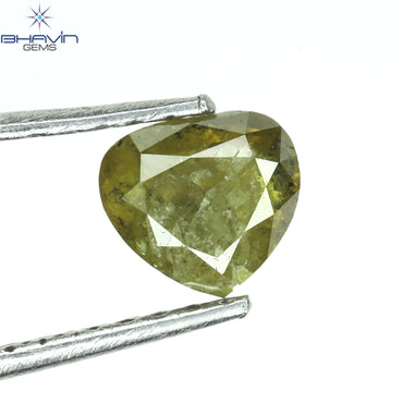 0.74 CT Heart Shape Natural Loose Diamond Green Yellow Color I3 Clarity (5.30 MM)