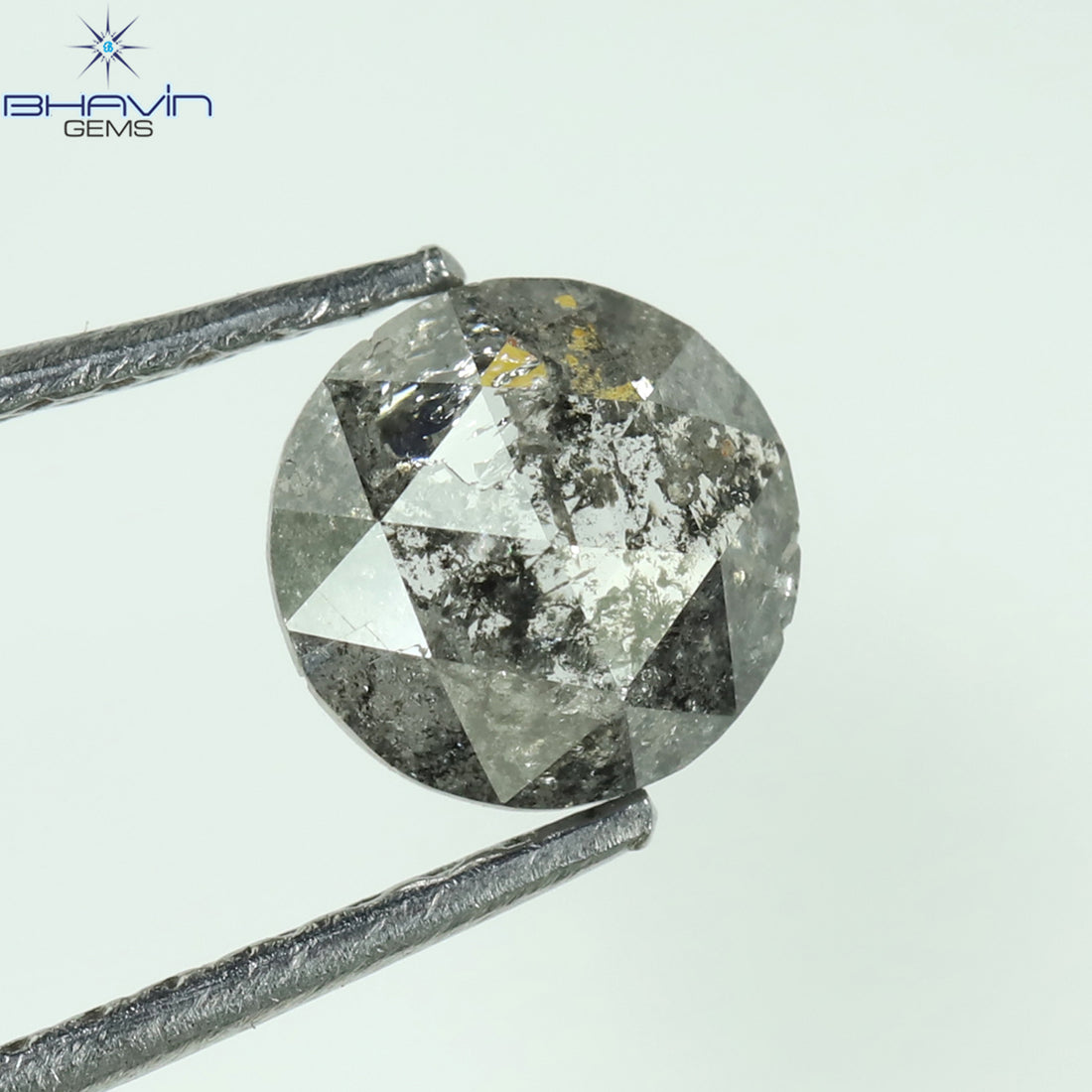 0.69 CT ラウンド ローズ カット シェイプ 天然ダイヤモンド ソルト アンド ペッパー カラー I3 クラリティ (5.76 MM)