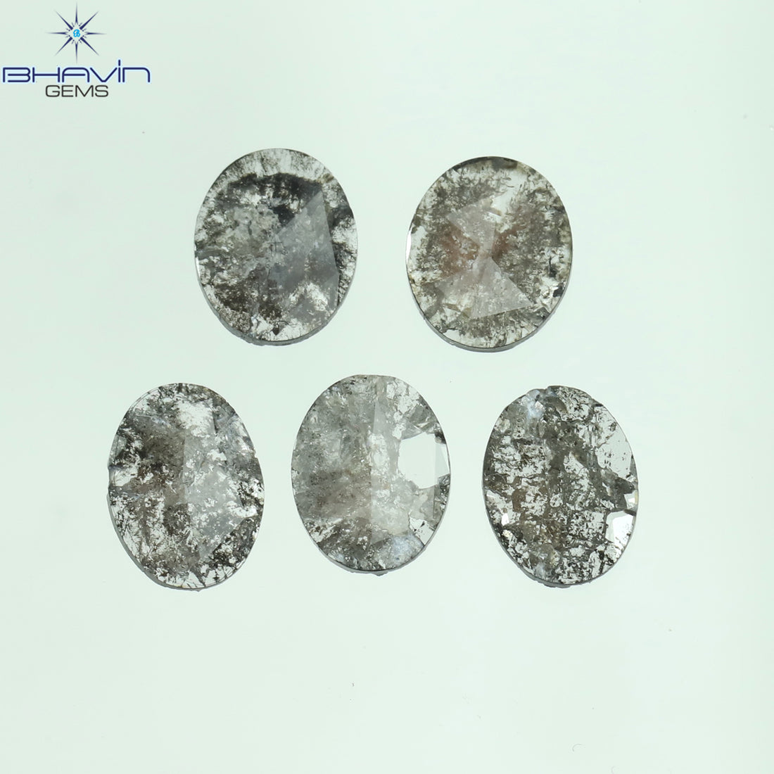 0.92 CT スライス形状 天然ダイヤモンド ソルト アンド ペッパー カラー I3 クラリティ (10.75 MM)