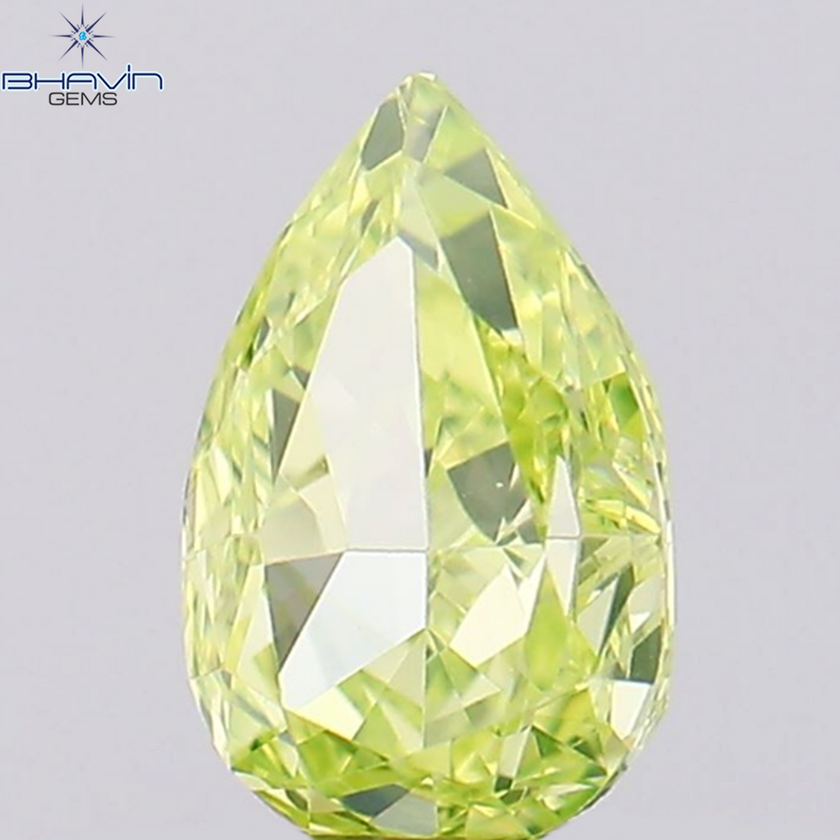 0.38 CT Natural Pear Diamond Enhanced Greenish Yellow Color Clarity VS1 (5.55 MM)