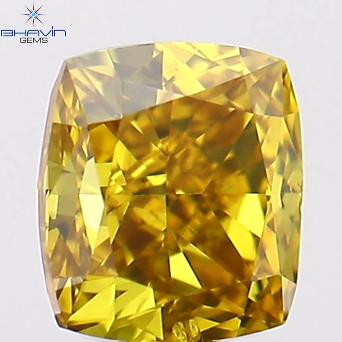 0.30 CT Natural Cushion Diamond Enhanced Orange Yellow Color Clarity SI1 (3.84 MM)