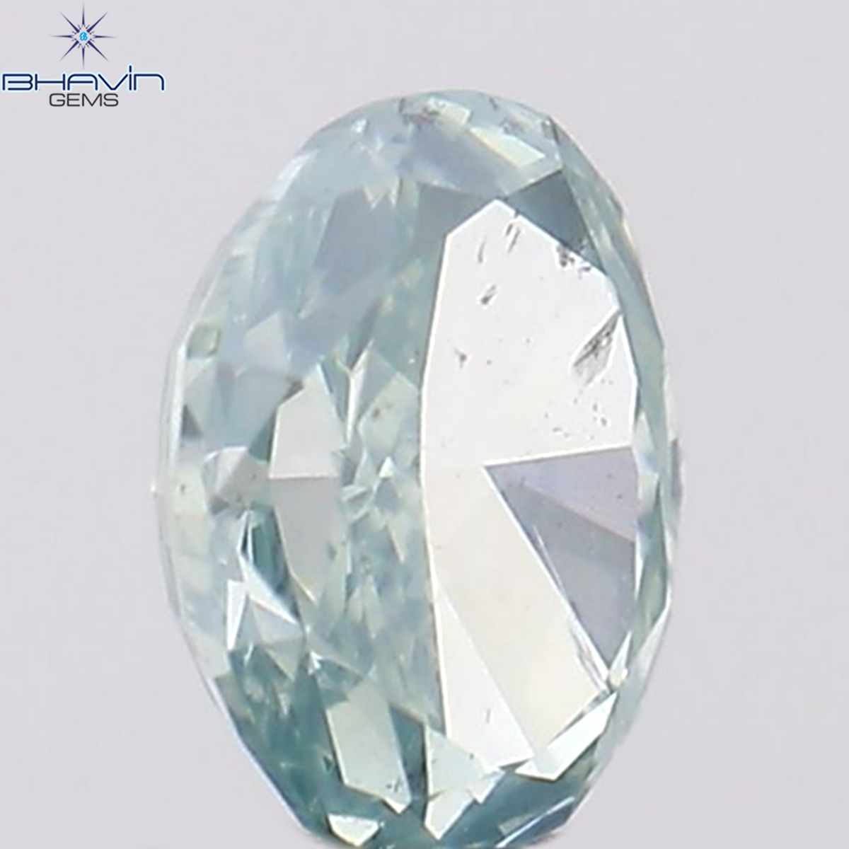 0.37 CT オーバル シェイプ ナチュラル ダイヤモンド グリーンがかったブルー カラー SI1 クラリティ (5.36 MM)