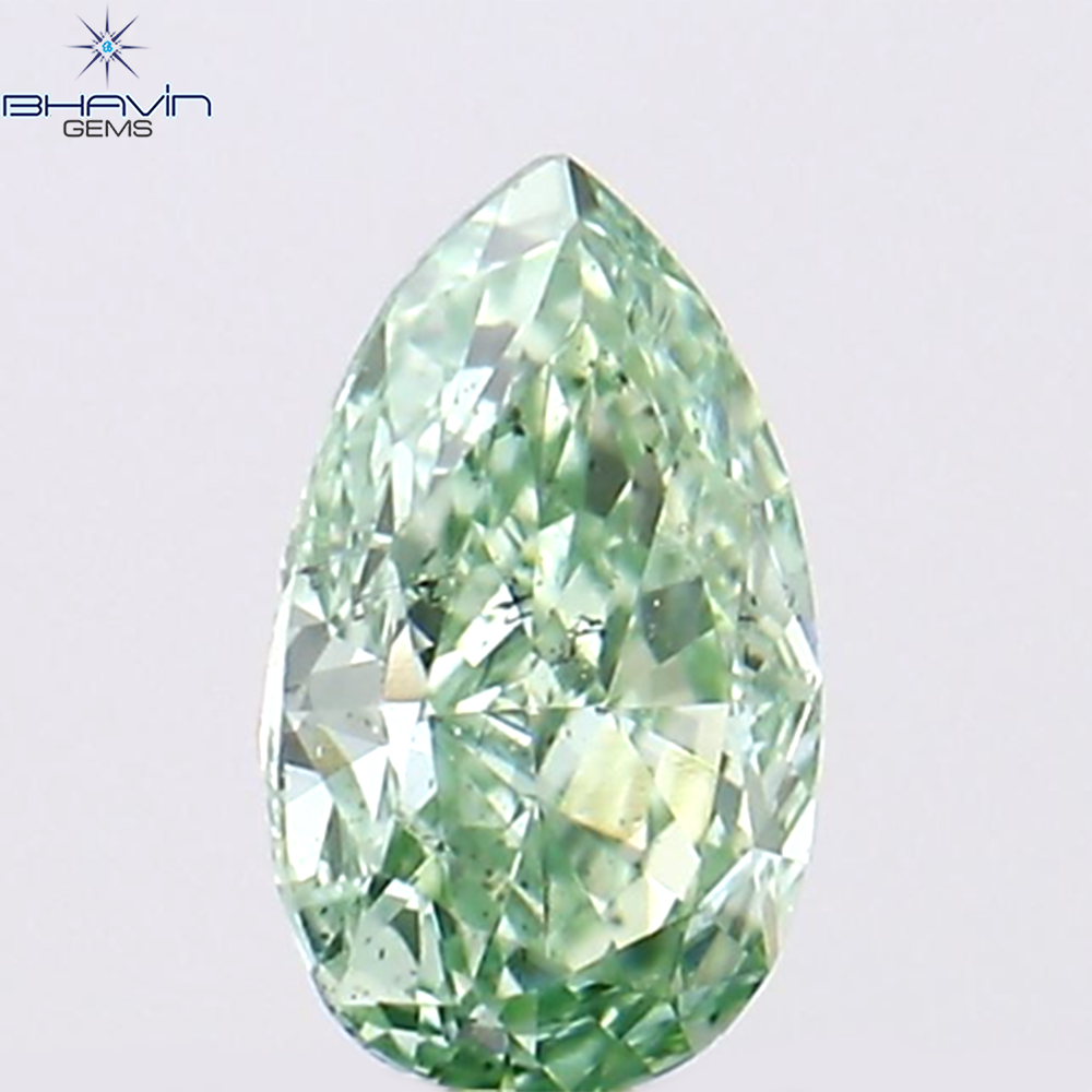 0.15 CT Natural Pear Diamond Enhanced Bluish Green Color Clarity VS2 (4.22 MM)