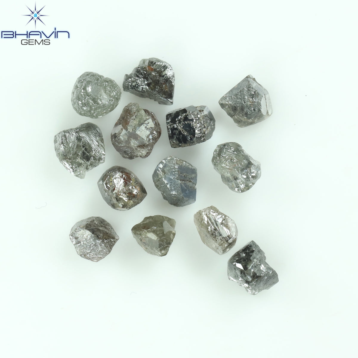 3.96 CT/13 Pcs Natural Rough Diamond Salt And Pepper Color Clarity I3 (3.78 MM)