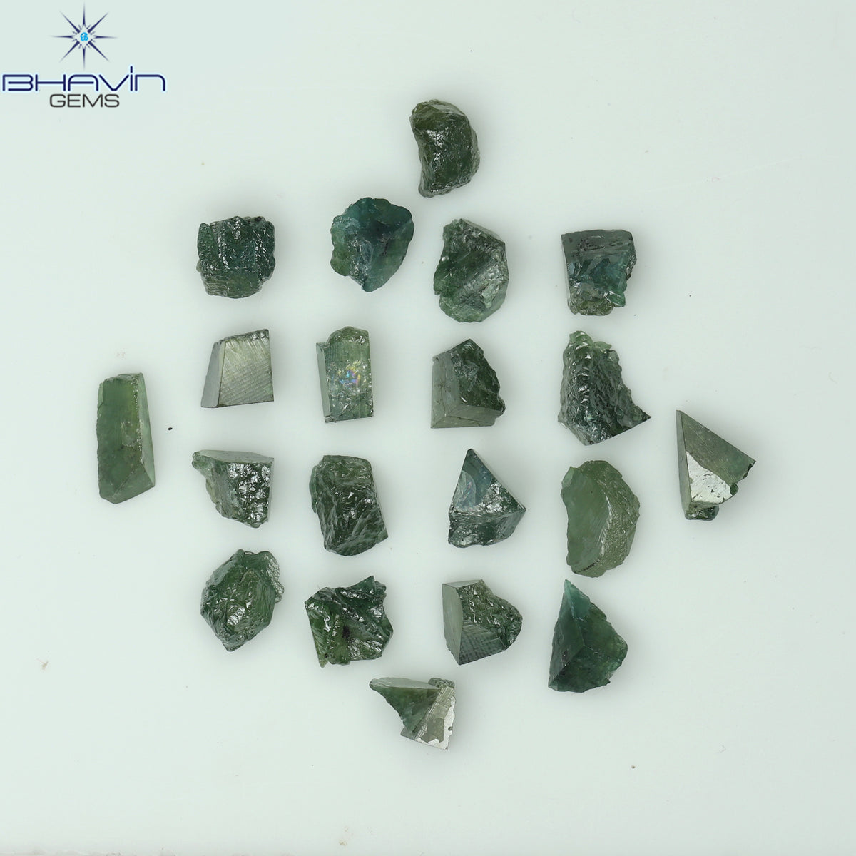 5.14 CT/20 ピース グリーン カラー ラフ ダイヤモンド ナチュラル ルース ダイヤモンド I3 クラリティ (4.08 MM)