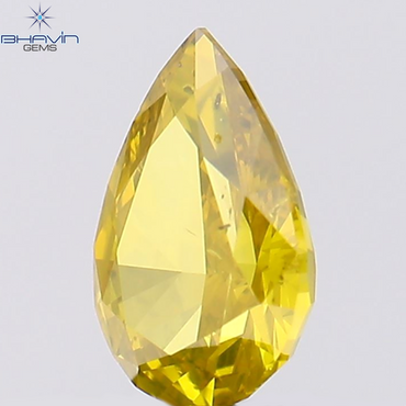 0.54 CT Pear Shape Natural Diamond Yellow Color SI1 Clarity (6.75 MM)