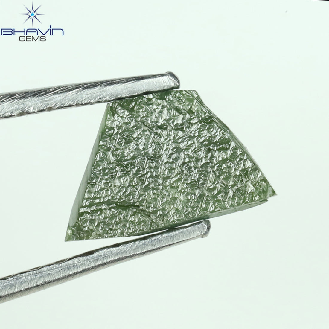 0.30 CT Natural Trapezoid Rough Diamond Enhanced Green Color Clarity I3 (6.80 MM)