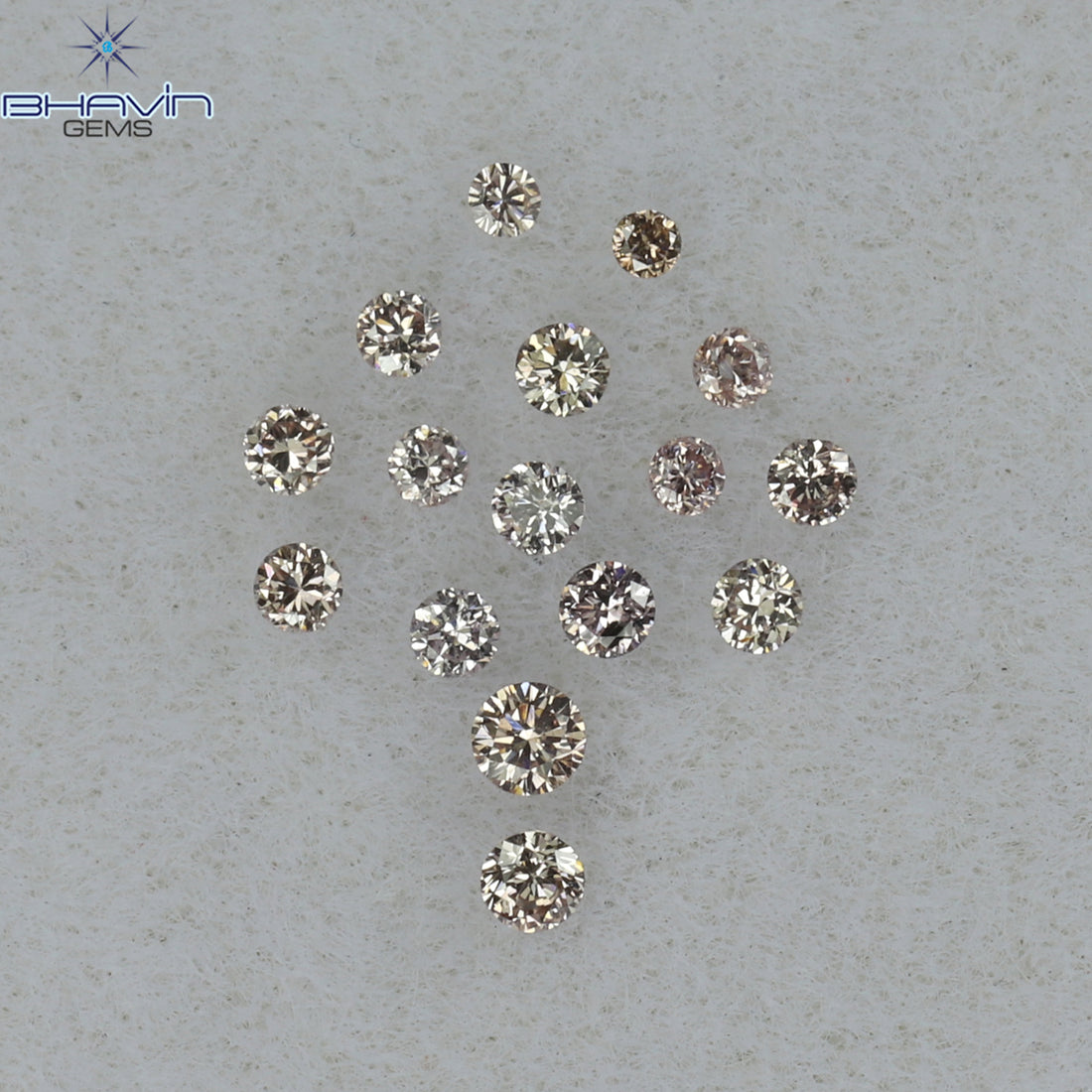 0.05 CT/5 ピース ラウンド シェイプ ナチュラル ルース ダイヤモンド ピンク カラー I1 クラリティ (0.05 MM)