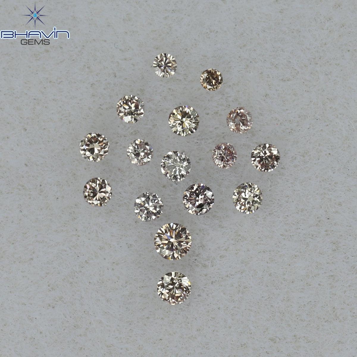 0.09 CT/16 Pcs Natural Round Diamond Brown Pink (Argyle) Color Clarity VS2 (1.40 MM)