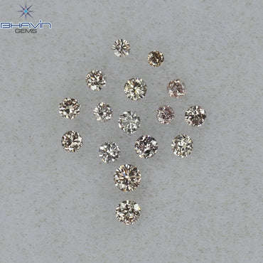 0.09 CT/16 Pcs Round Shape Natural Loose Diamond Brown Pink Argyle Color VS2 Clarity (1.40 MM)