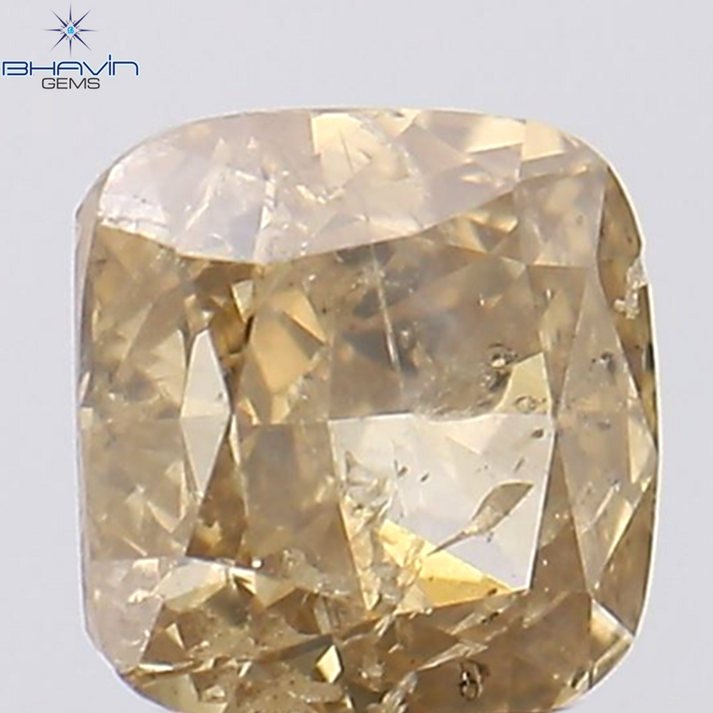 0.54 CT Cushion Shape Natural Diamond Brown Color I2 Clarity (4.48 MM)