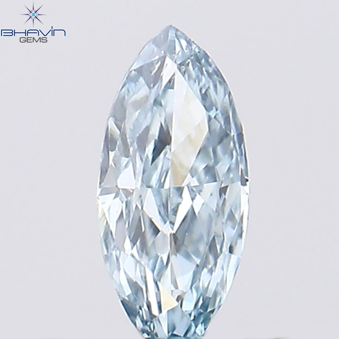 0.36 CT マーキス シェイプ ナチュラル ダイヤモンド グリーンがかったブルー カラー SI1 クラリティ (6.85 MM)