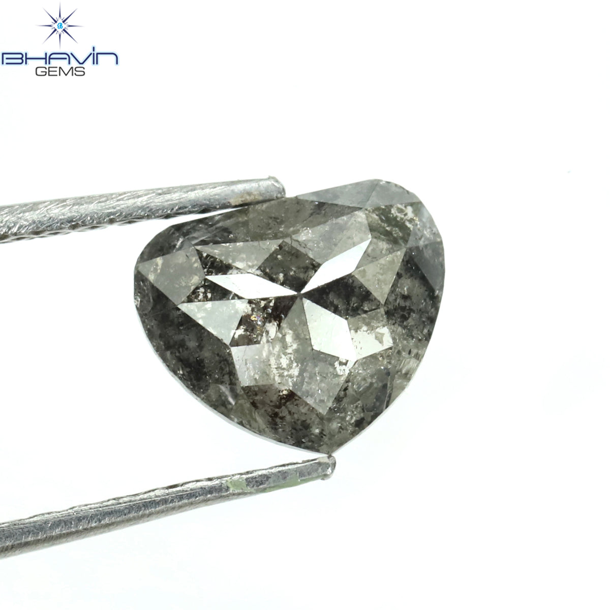 1.14 CT Natural Heart Diamond Salt And Pepper Color Clarity I3 (7.44 MM)