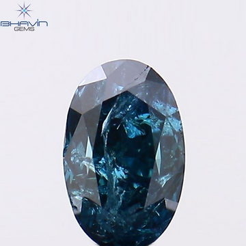 0.18 CT Natural Oval Diamond Enhanced Blue Color Clarity I3 (4.12 MM)